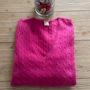 J.Crew 100% Cashmere Cable-Knit V-Neck Sweater – Pink, Size M